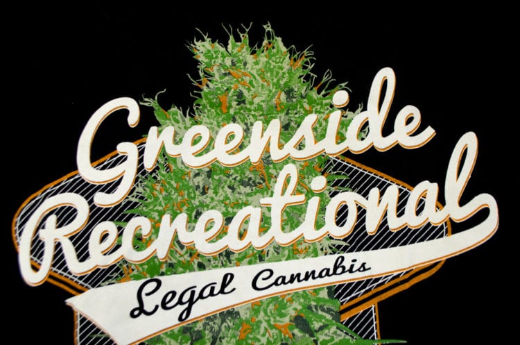 apparel back in stock greenside rec multi colored logo graphic cannabis nug bud