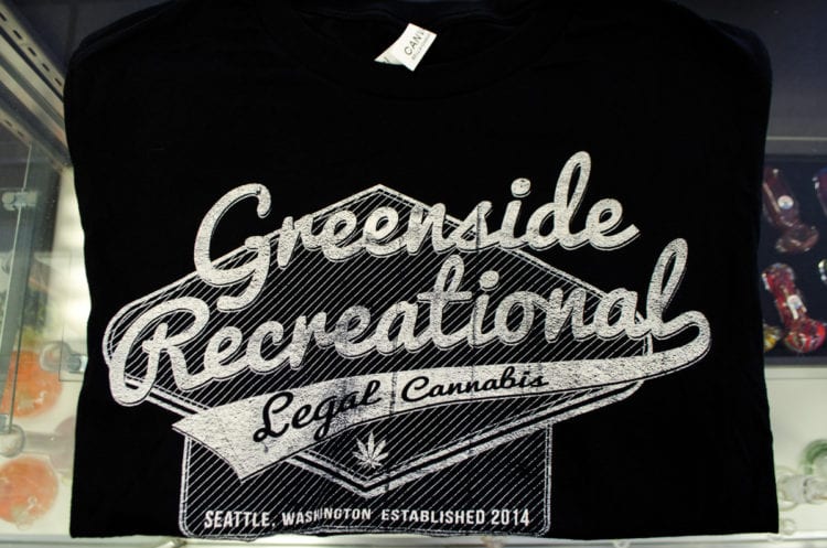 apparel back in stock greenside rec black tee shirt logo graphic cannabis leaf