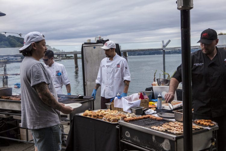 greenside recreational cannabis i502 4th of july staff party photographer chris bbq cooks food waterfront seattle
